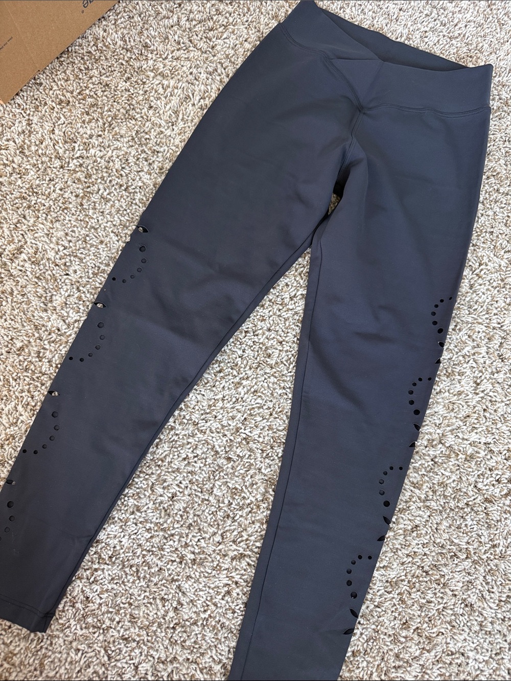 High-Waist Black Laser-Cut Leggings